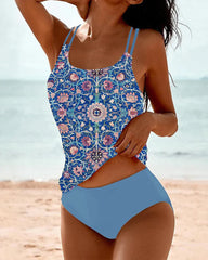 Women's Bikini Set – Tankini Top – Modest Fit – Breathable Stretch Fabric – Double Straps