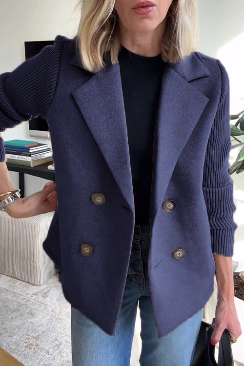 Women's Blazer – Tailored Fit – Double-Breasted – Soft Structure – Ribbed Sleeves