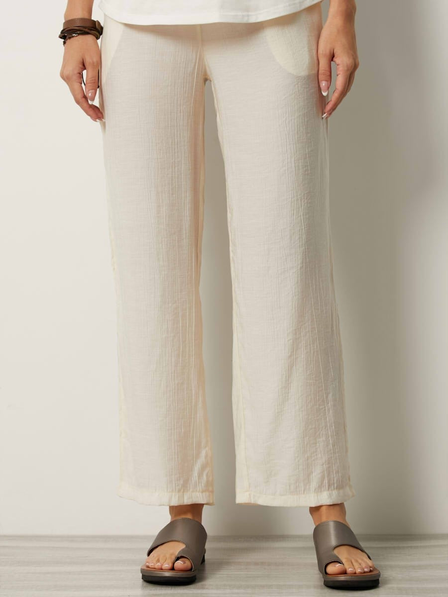 Women's Pants – Relaxed Fit – Breathable Fabric – Elastic Waist – Side Pockets