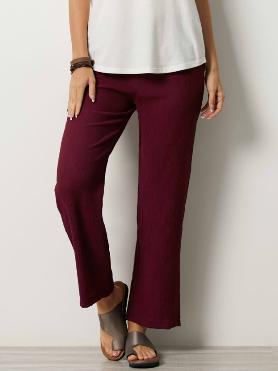Women's Pants – Relaxed Fit – Breathable Fabric – Elastic Waist – Side Pockets
