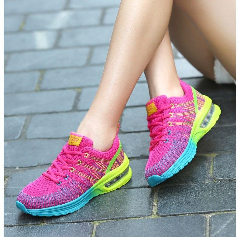 Women's Sneakers – Low Model – Breathable Mesh – Shock-Absorbing Air Sole – Lacing