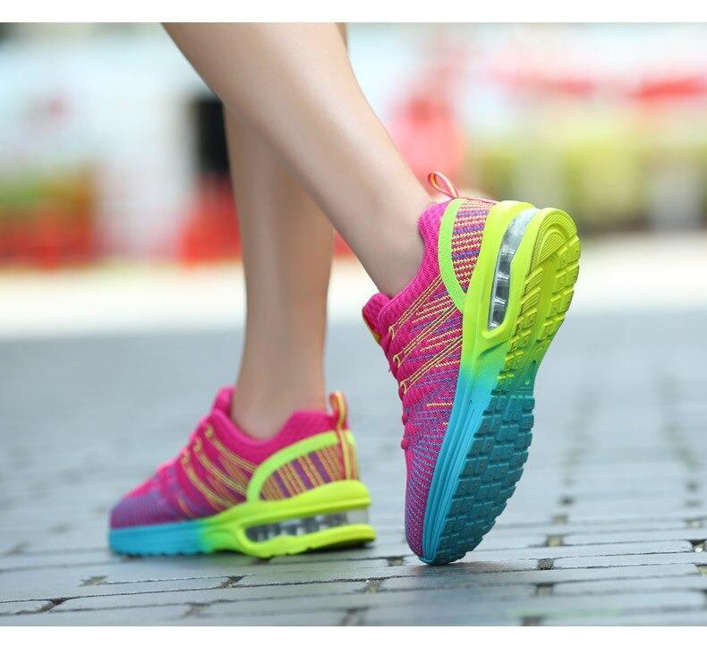 Women's Sneakers – Low Model – Breathable Mesh – Shock-Absorbing Air Sole – Lacing