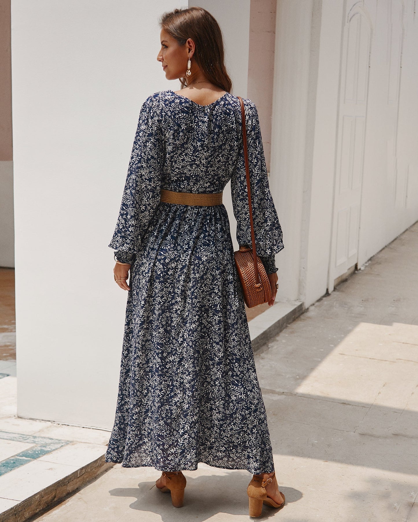 Elena - Long designer dress with side pleats