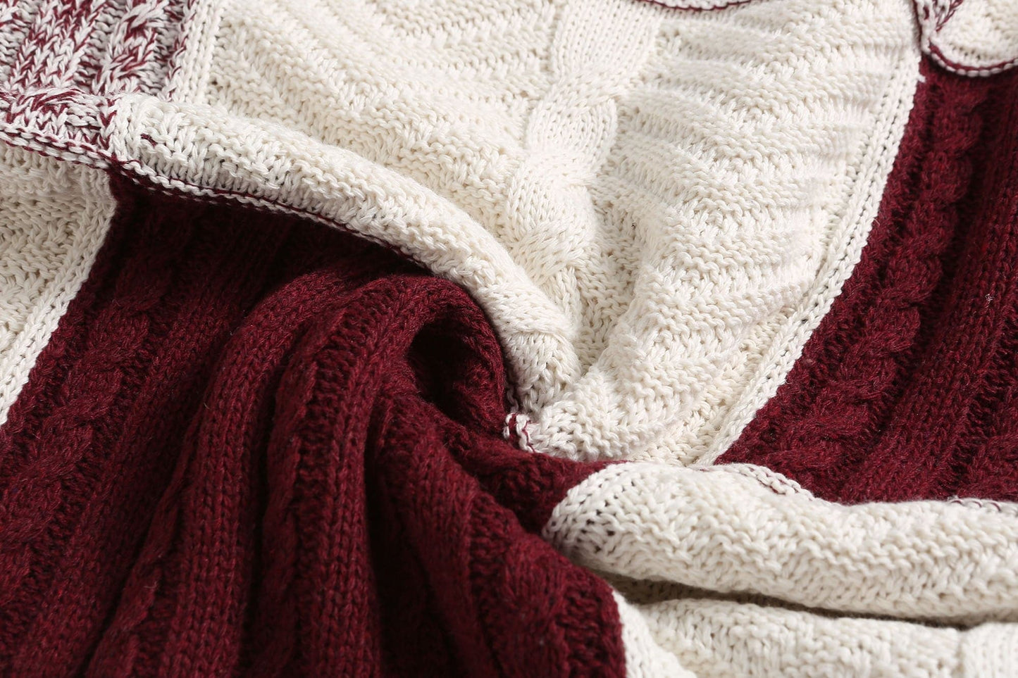 Men's Sweater with Hood – Knitted Design – Patchwork Pattern – Comfortable Fit