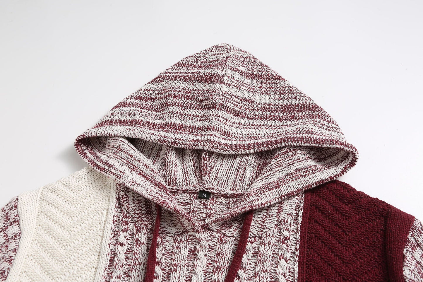 Men's Sweater with Hood – Knitted Design – Patchwork Pattern – Comfortable Fit
