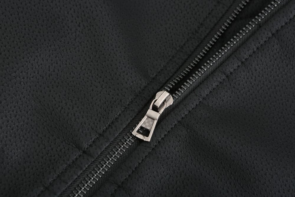 Men's Leather-Look Jacket – Drawstring Hood – Quilted Lining – Zipper Closure – Ribbed Hem