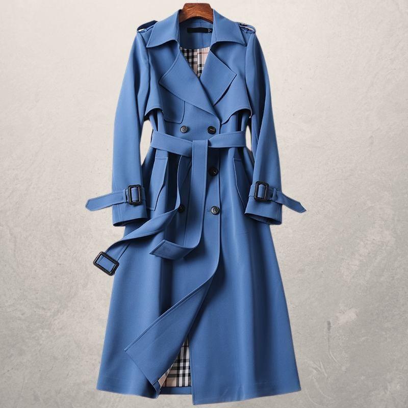 Dame Trenchcoat - Dobbeltspent - Midjebelte - Stormklaff - Justerbare Mansjetter