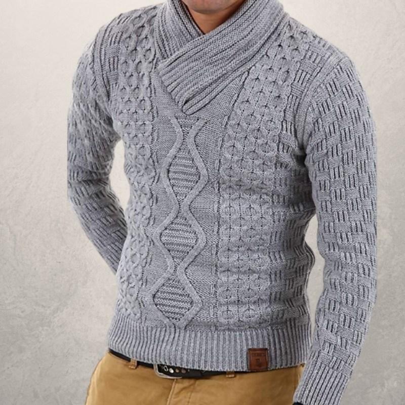 Leo Wool Shawl Collar Sweater | Cable Knit Winter Sweater
