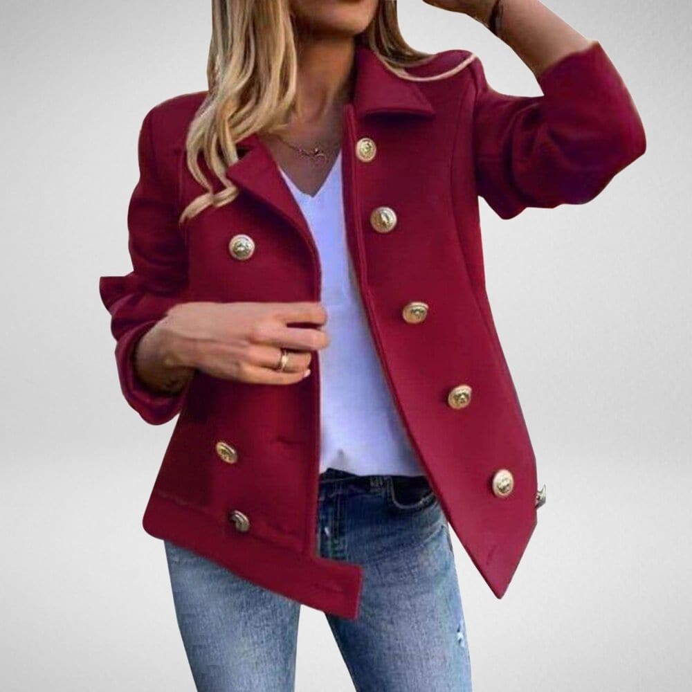 Dame Peacoat - Dobbeltspent - Skreddersydd Passform - Bred Jakkeslag - Elegante Knapper