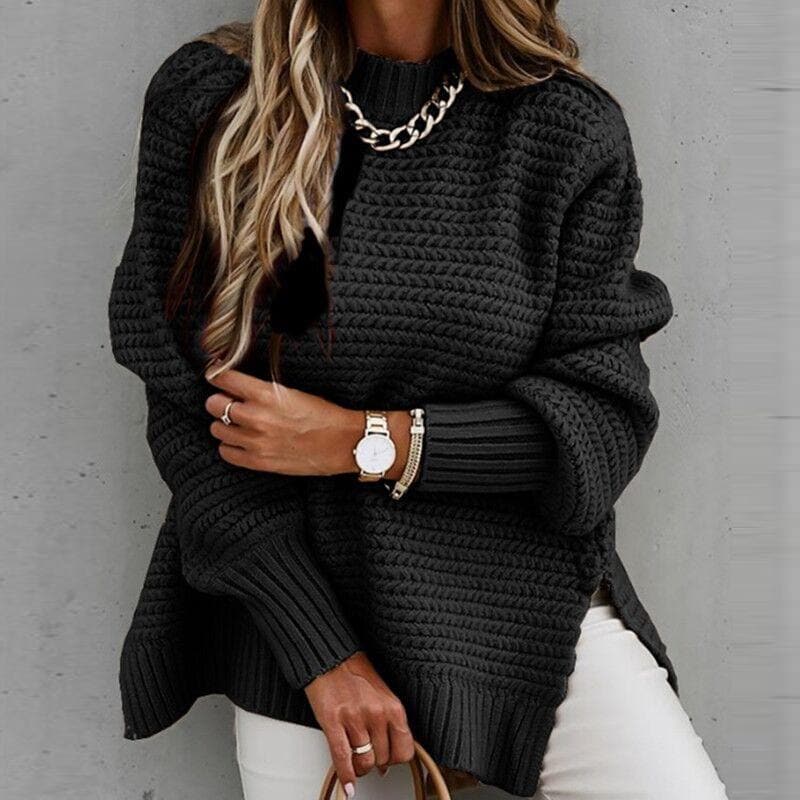 Women's Knitted Sweater - Oversized Fit - High Neck - Soft and Comfortable