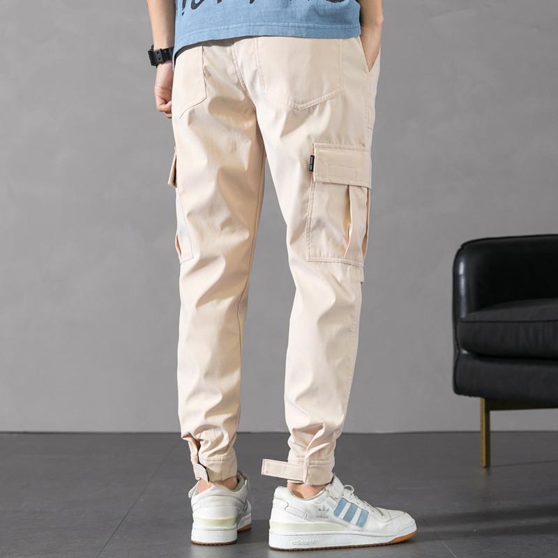 Men's Cargo Pants - Tapered Fit - Side Pockets - Elastic Waistband