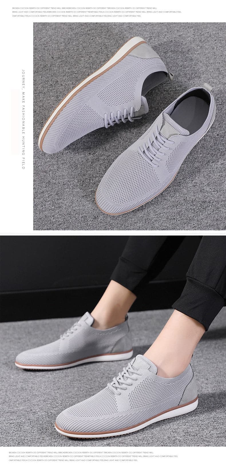 Herresko Sneakers – Pustende Strikket Overdel – Komfortabel Gummisåle – Snøring