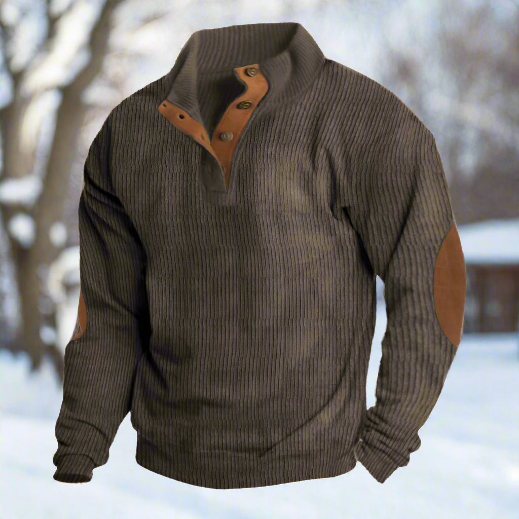 Niccolò Ribbed Mock Neck Sweater | Suede Elbow Patches Sweater