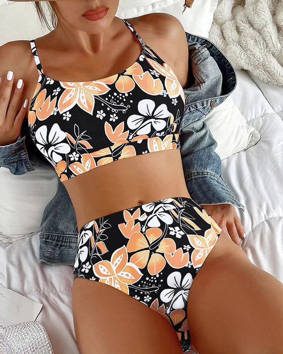 Women's Bikini Set – High Waist – Tank Top – Floral Print – Breathable Fabric