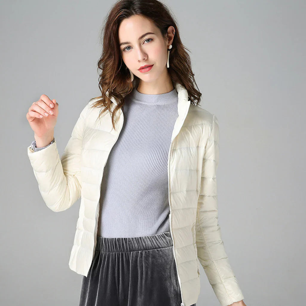 Women's Jacket – Waterproof – Slim Fit – Padded – Hip Length – High Collar