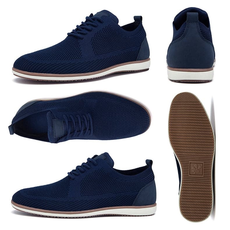 Herresko Sneakers – Pustende Strikket Overdel – Komfortabel Gummisåle – Snøring