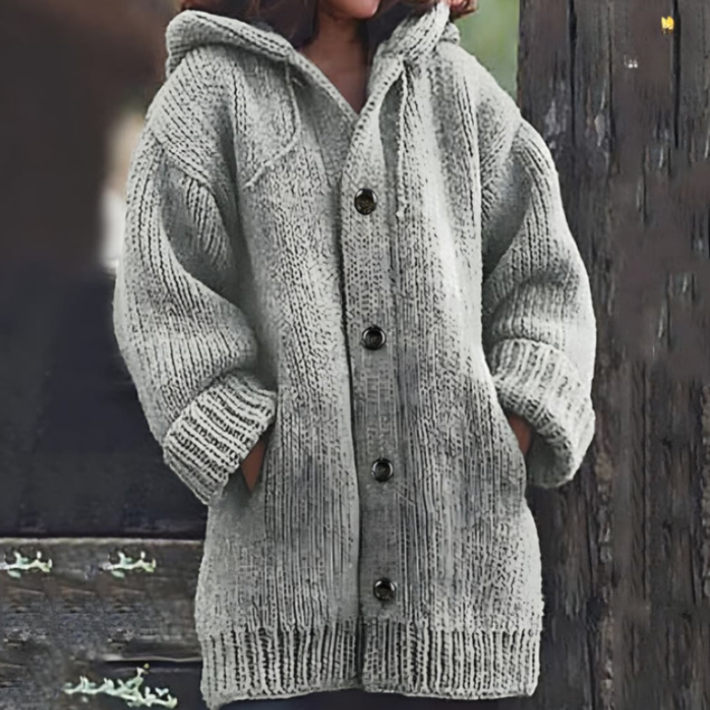 Justerbar hette oversize cardigan med tykt strikket stoff for kvinner