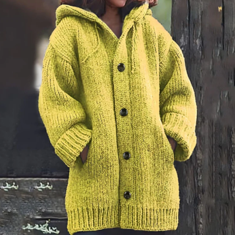 Justerbar hette oversize cardigan med tykt strikket stoff for kvinner