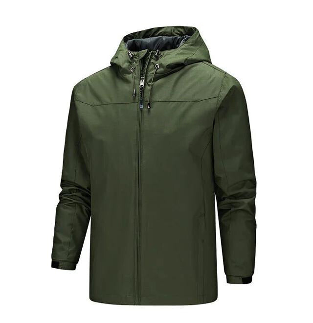 Men's Rain Jacket – Water-Repellent – Regular Fit – Drawstring Hood – Adjustable Cuffs
