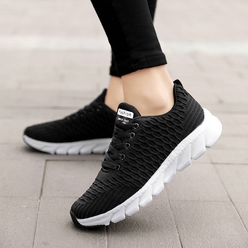 Women's Sneakers – Soft Knit – Low Top – Breathable Comfort – Memory Foam Sole