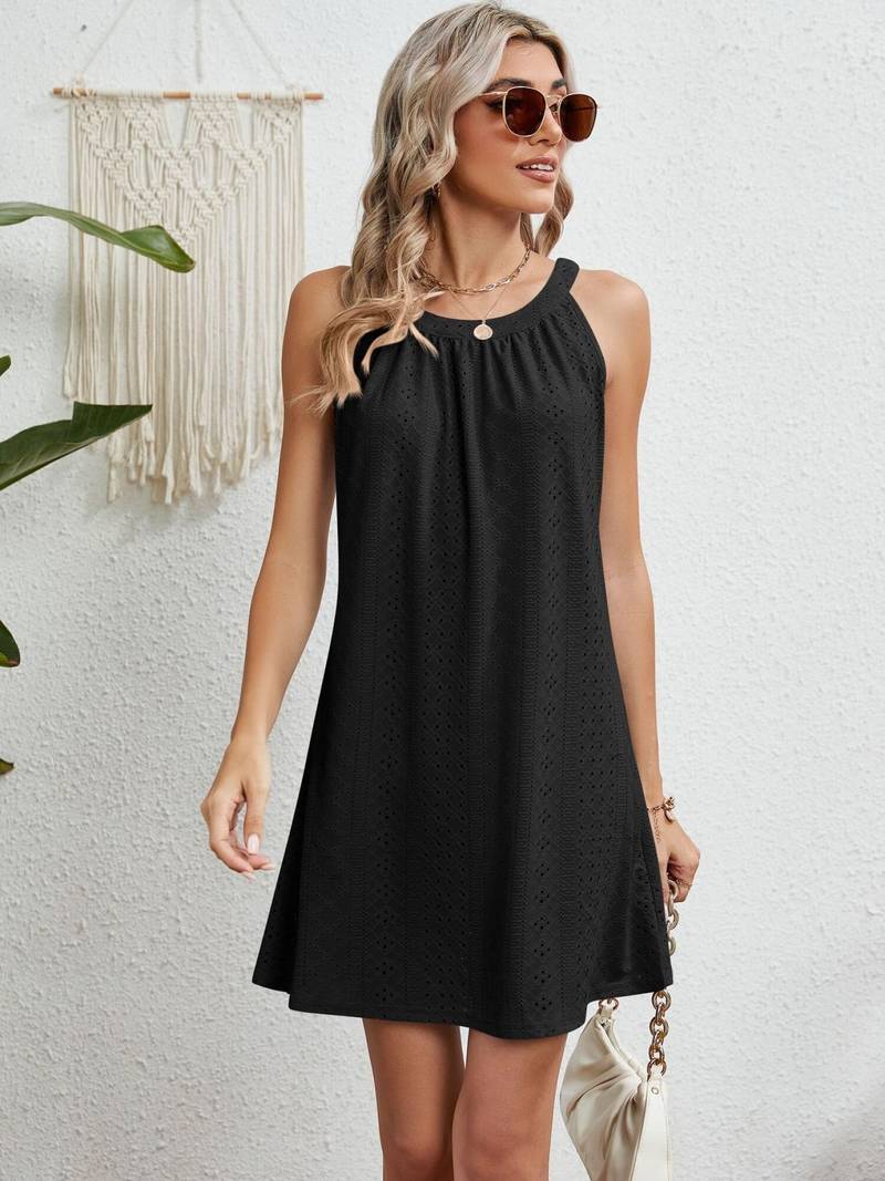 Women's Beach Dress – Strapless – A-line Fit – Eyelet Structure – Breathable Fabric