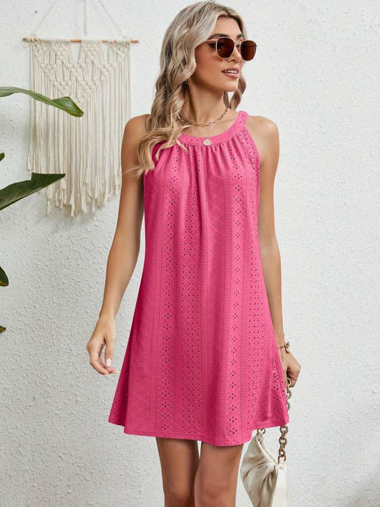Women's Beach Dress – Strapless – A-line Fit – Eyelet Structure – Breathable Fabric