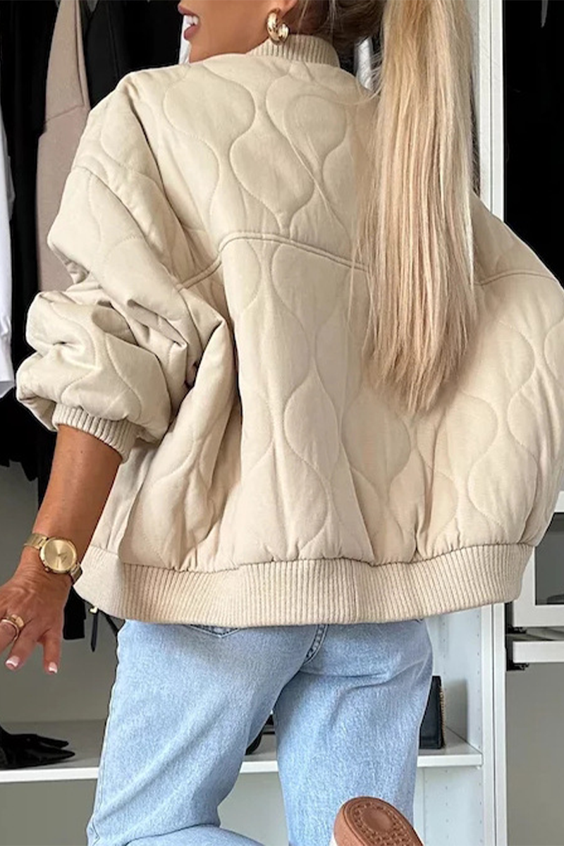 Women's Jacket – Quilted Design – Relaxed Fit – Snap Button – Ribbed Edge