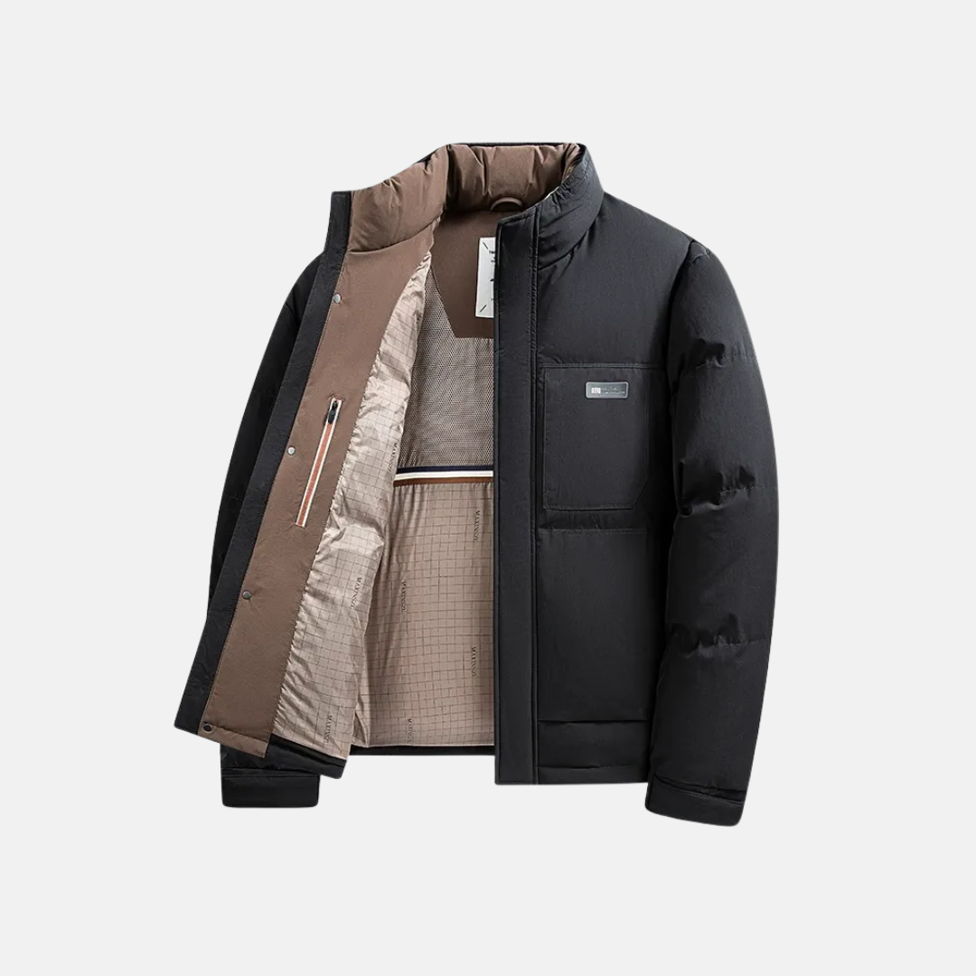 Men’s Jacket - Regular Fit - Hip Length - Stand Collar - Full Zip Closure