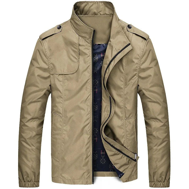 Men's Cargo Jacket – Regular Fit – Lightweight and Durable – High Collar – Flap Pockets