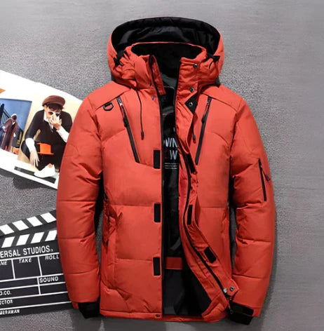 Men's Down Jacket – Water-Repellent – Hood – Quilted – Zipper Pockets – Regular Fit