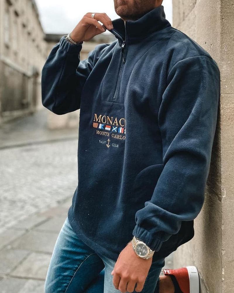 Men's Fleece Sweater - Quarter Zip - Relaxed Fit - Soft and Warm