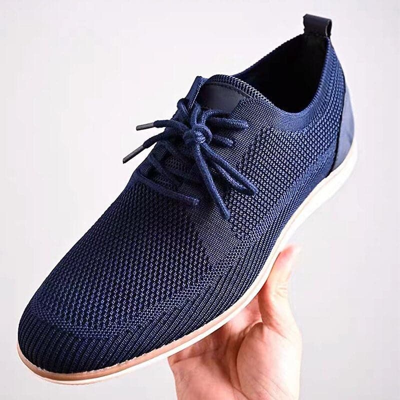 Herresko Sneakers – Pustende Strikket Overdel – Komfortabel Gummisåle – Snøring