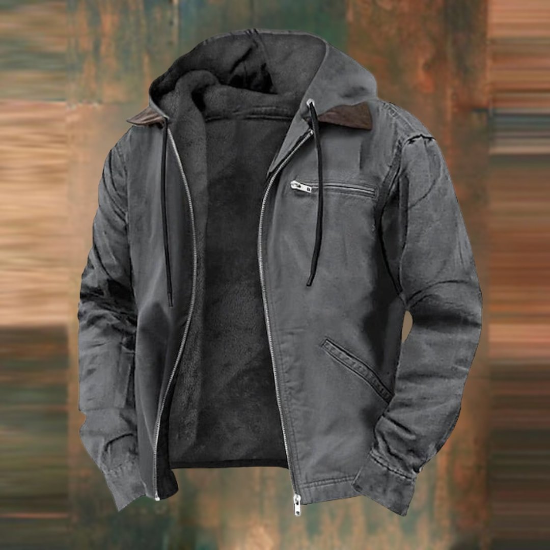 Herre Hettejakke - Slank Passform - Fôret med Fleece - Glidelåslomme - Casual Utendørsbruk