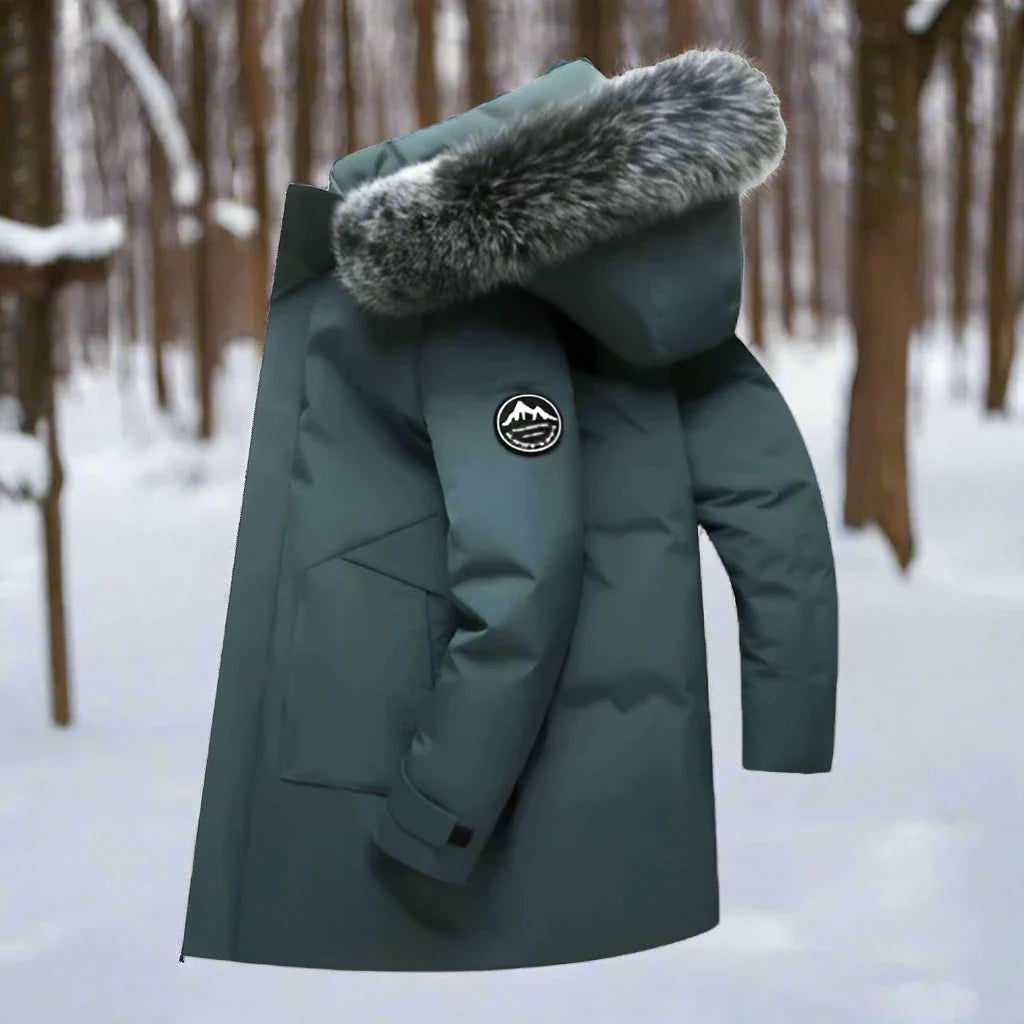Men's Parka - Water-Repellent - Faux Fur Hood - Long Fit - Insulated and Warm