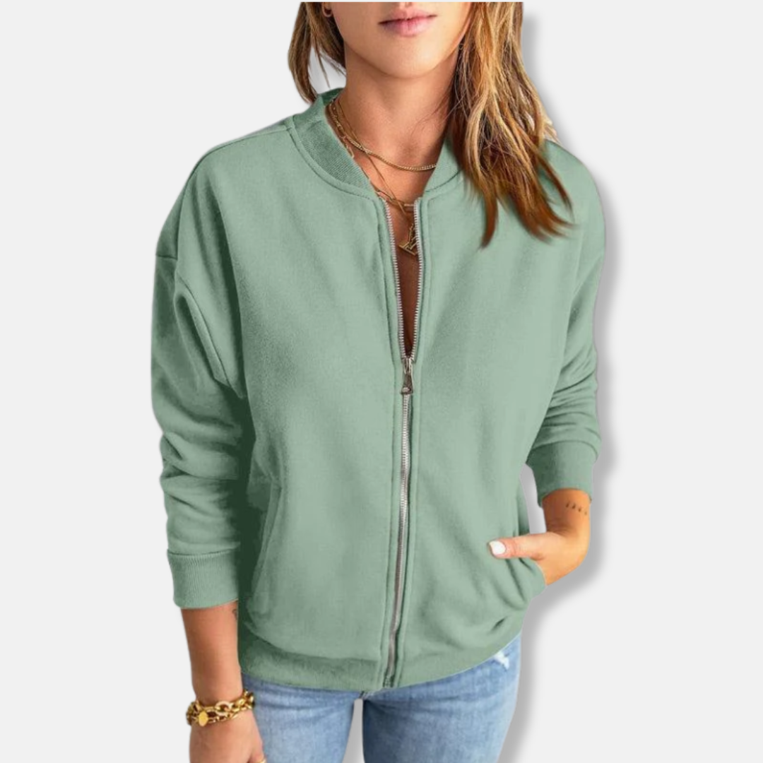 Women's Jacket – Lightweight – Relaxed Fit – Zipper – Ribbed Edge
