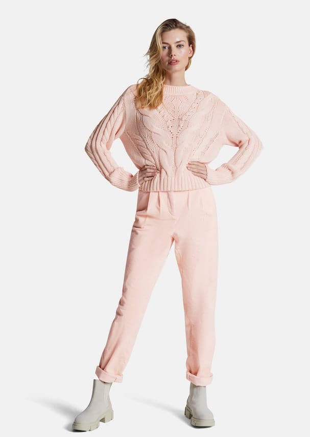 Women's Corduroy Pants - High Waist - Relaxed Fit - Soft and Warm with Side Pockets