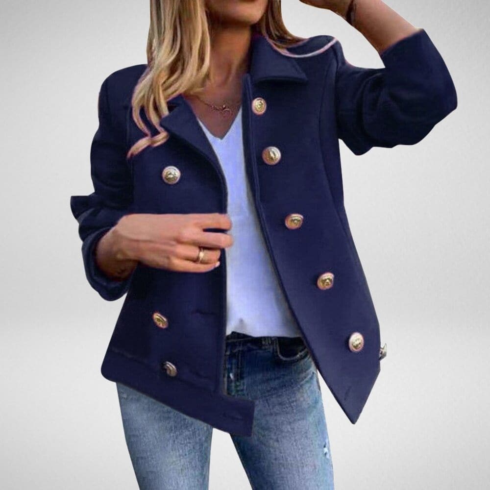 Dame Peacoat - Dobbeltspent - Skreddersydd Passform - Bred Jakkeslag - Elegante Knapper