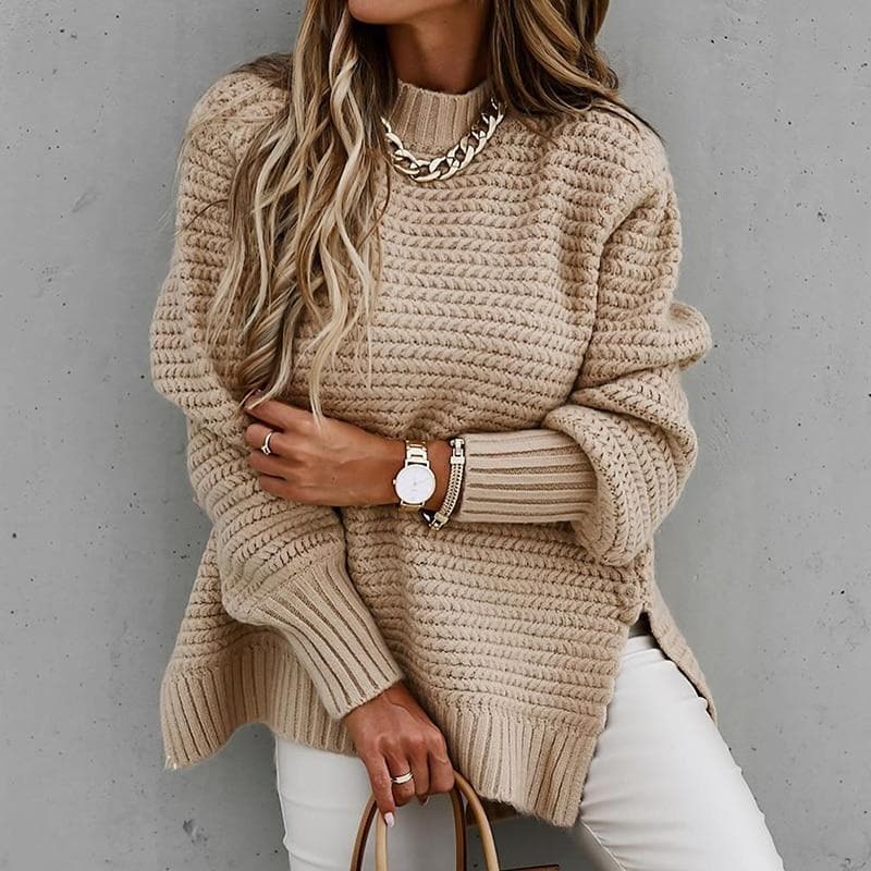Women's Knitted Sweater - Oversized Fit - High Neck - Soft and Comfortable