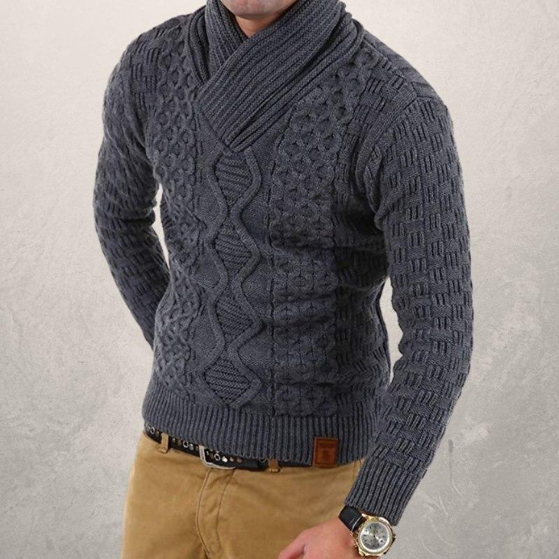 Leo Wool Shawl Collar Sweater | Cable Knit Winter Sweater