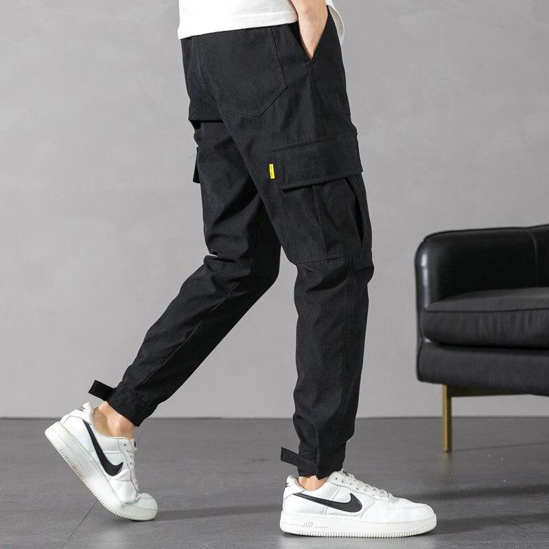 Men's Cargo Pants - Tapered Fit - Side Pockets - Elastic Waistband