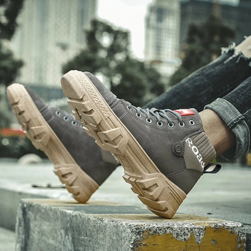 Men's Shoes High Sneakers – Durable Sole – Lacing – Comfortable Ribbed Collar