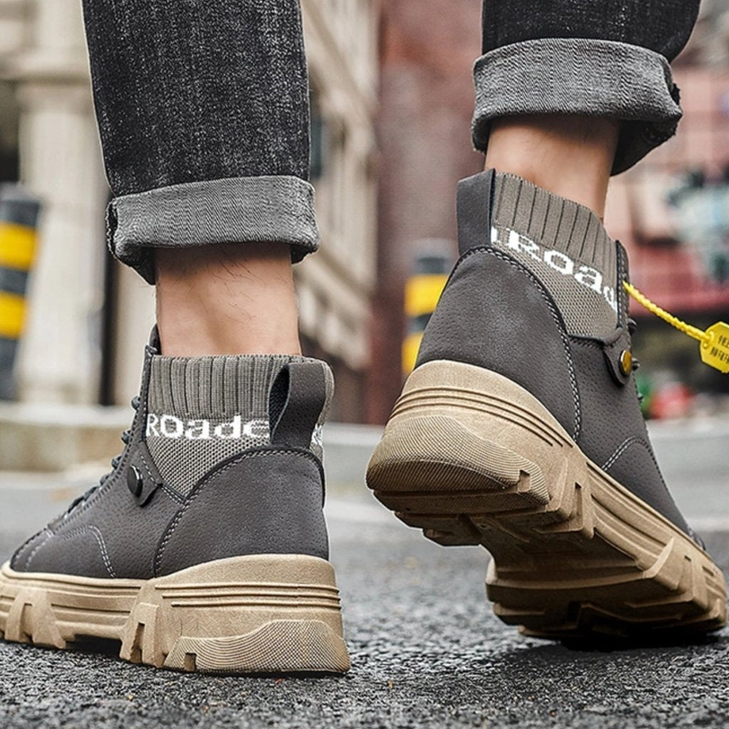 Men's Shoes High Sneakers – Durable Sole – Lacing – Comfortable Ribbed Collar