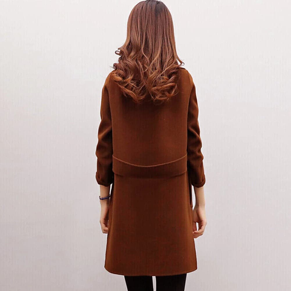 Women's Coat - Double Breasted - Structured Fit - Mid-Length with Wide Lapels
