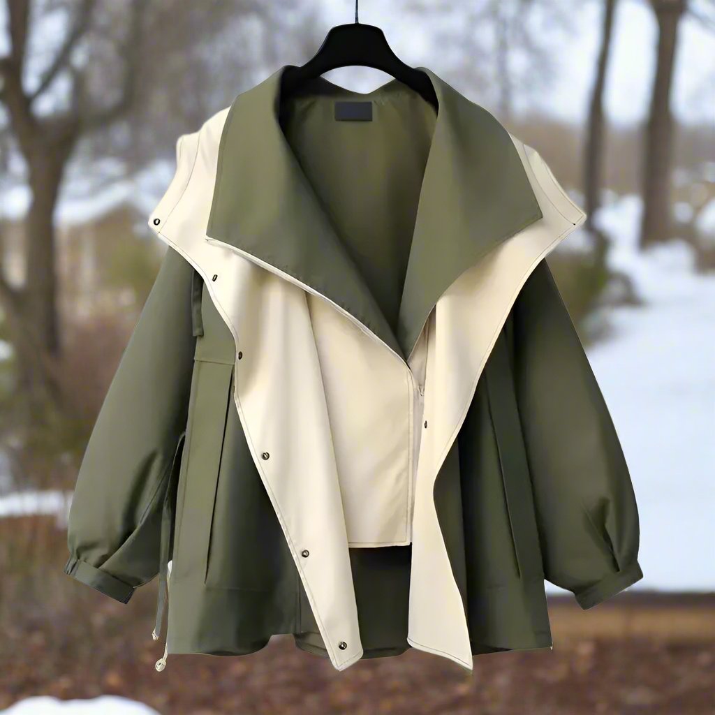 Gabriella Cotton Jacket | Draped Collar Relaxed Fit Jacket