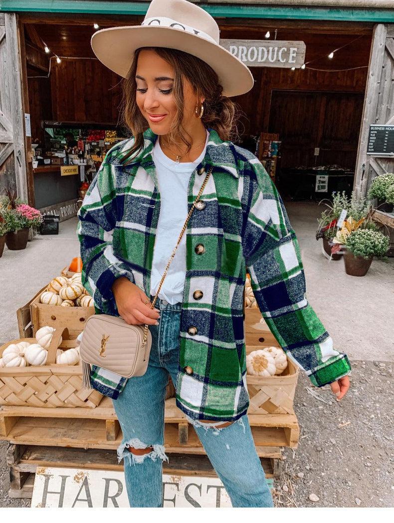 Women's Blouse – Wrap Model – Check Pattern – Soft Flannel Feel – Relaxed Fit