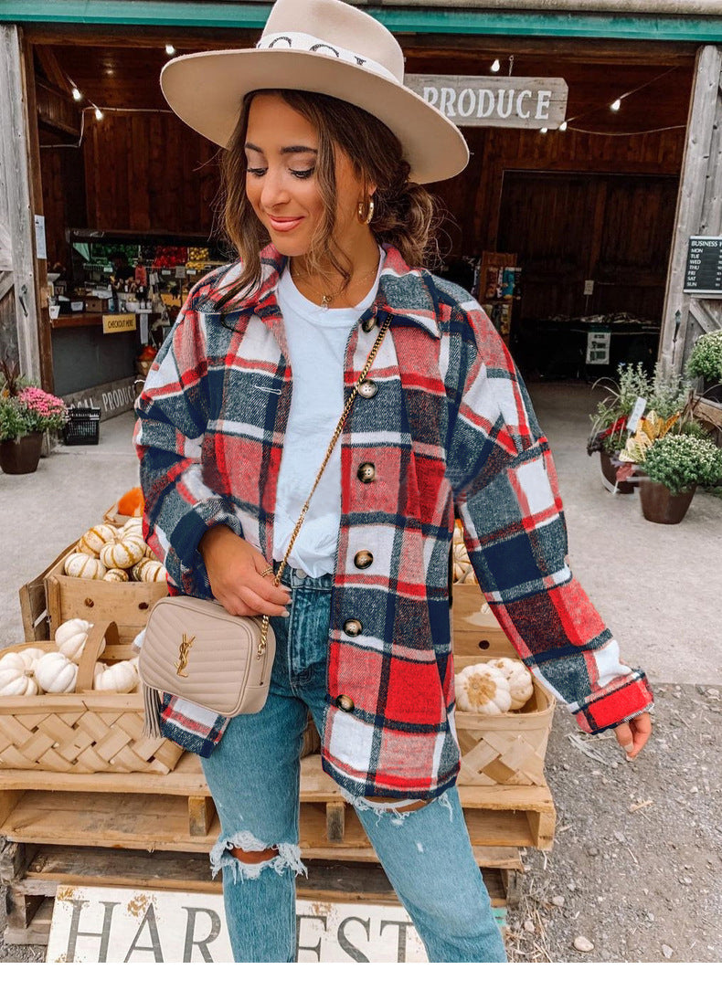 Women's Blouse – Wrap Model – Check Pattern – Soft Flannel Feel – Relaxed Fit