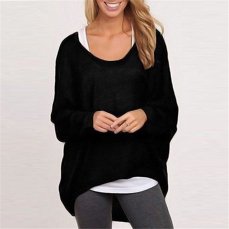 Women's Knitted Sweater – Oversized Fit – Tunic Length – Long Sleeves Casual Style