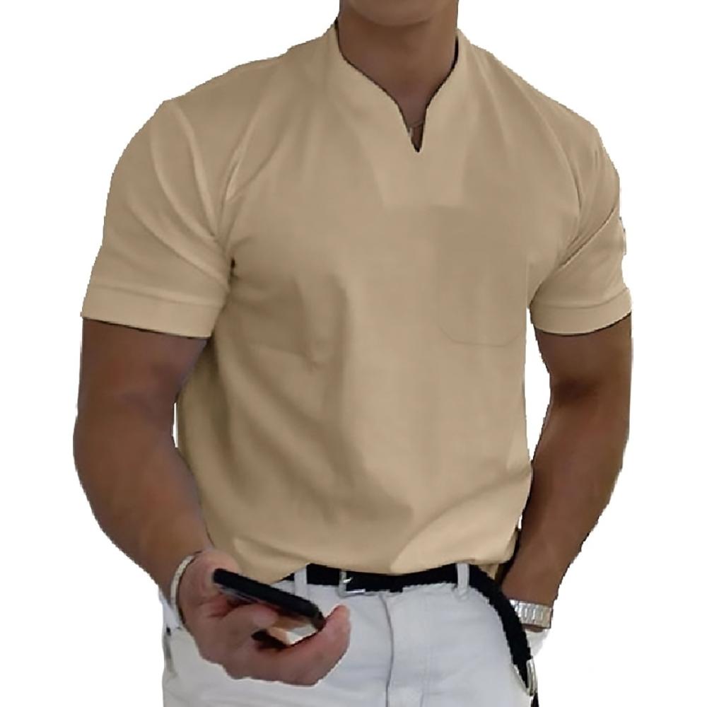 Men's Shirt – Slim Fit – Short Sleeve – Breathable Fabric – Mandarin Collar