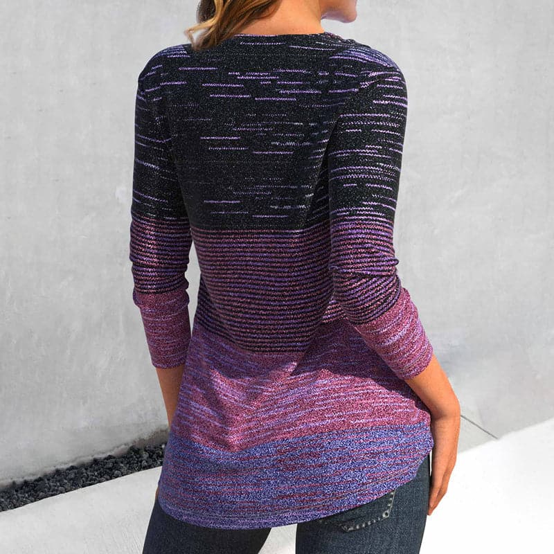 Women's Sweater – Asymmetric Neckline – Decorative Buttons – Soft Knit – Relaxed Fit