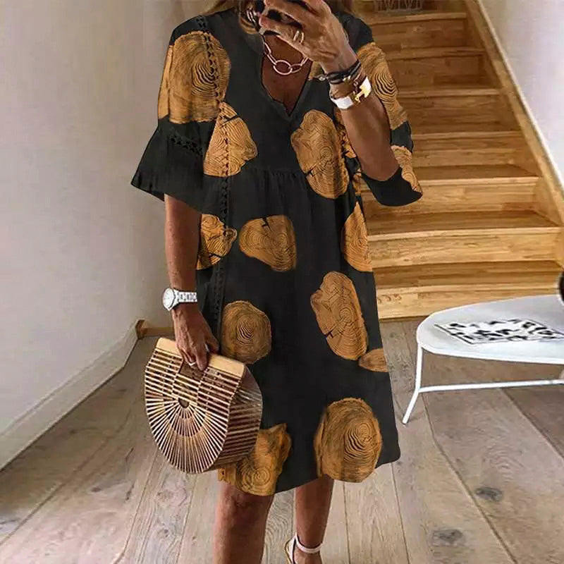 Evelyne - Cozy women's dress with elegant pattern